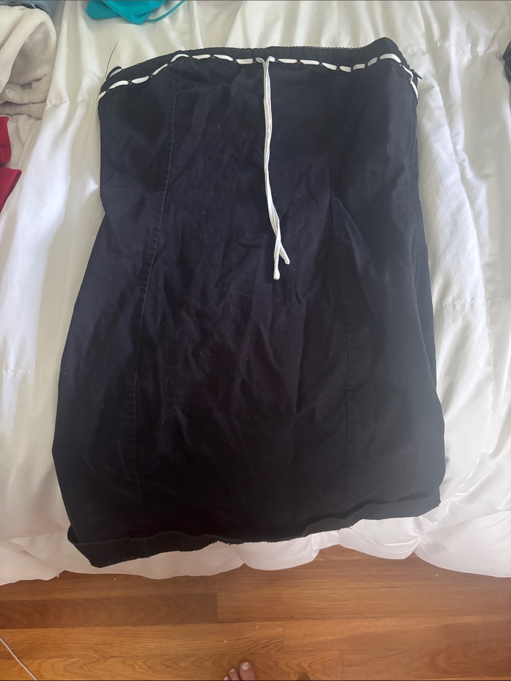 Garage Black Strapless Dress with White Trim